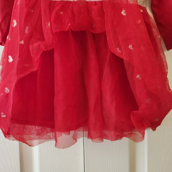 Cat and Jack Love Theme Red Long Sleeve Dress Glitter Print Hearts 2T - Picture 8 of 11